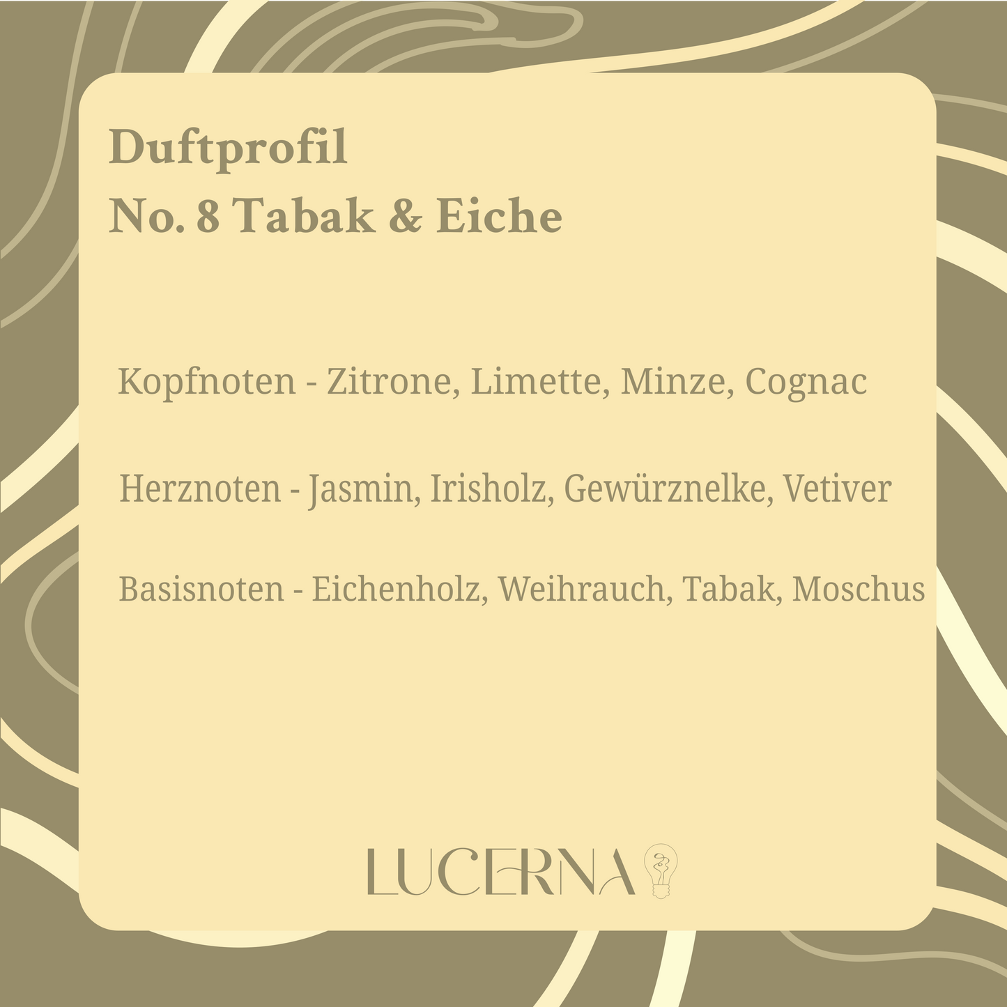 Sojawachskerze No. 8 Tabak & Eiche